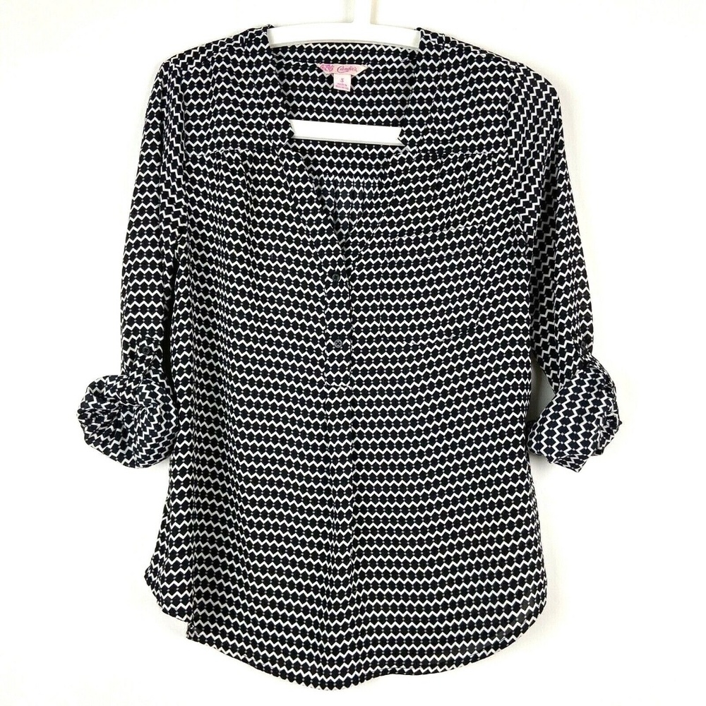 Candies Womens Sz Small Top Blouse Black White